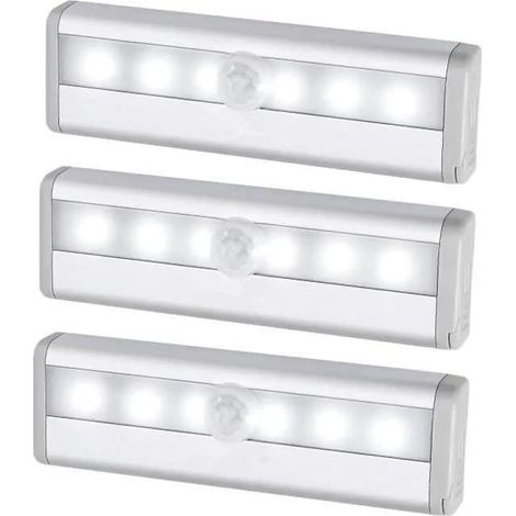 3 pcs Détecteurs de Mouvement Lampe, Veilleuse Automatique,Lampe de Placard,Lampe Escalier, Lampe d'armoire, Lampe Nocture