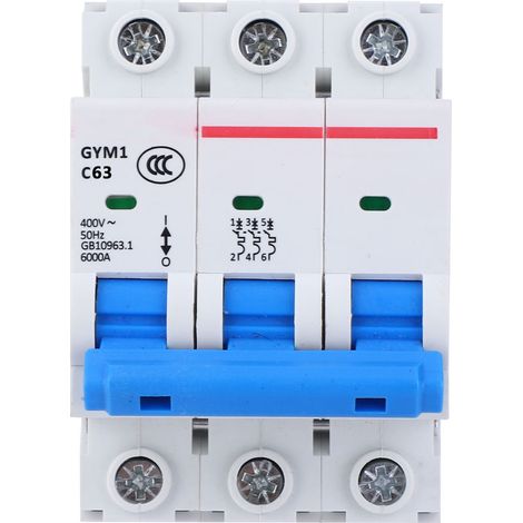 Disjoncteur miniature GYM1-DZ47S 3P 63A 400VAC IP20 - Interrupteur pneumatique de protection électrique, accessoire pour tableau de distribution (1/5)