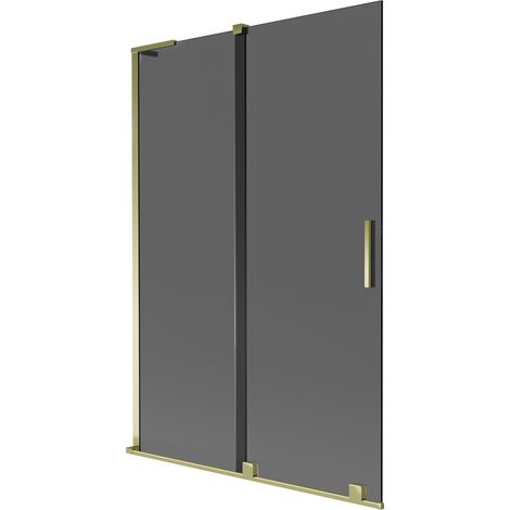 Mexen Velar L Badewannenabtrennung, 2-flügelig, 120 x 150 cm, Graphit, Gold - 896-120-003-41-50 (1/5)