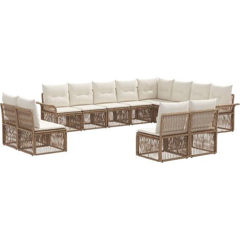 Gartensofa-set 12 pcs Beige Poly-Rattan vidaXL