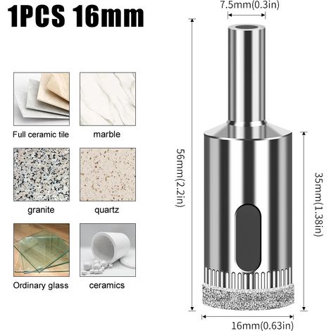 Coffret de scies cloches diamantées pour verre, carrelage et marbre – L'outil idéal pour percer et agrandir des trous-16mm (1/5)