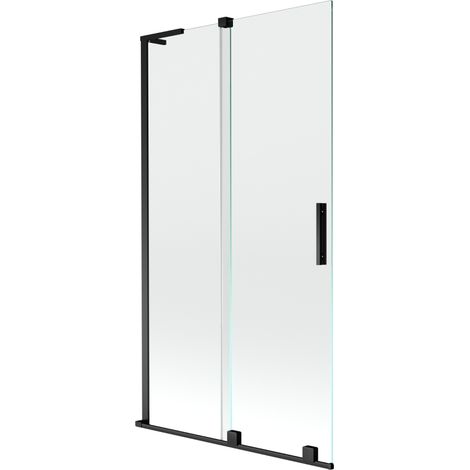 Paroi de baignoire coulissante à 2 vantaux Mexen Velar L 100 x 150 cm, transparent, noir - 896-100-003-01-70 (1/2)