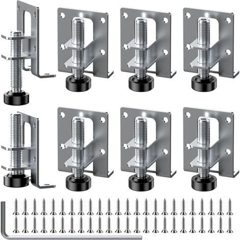 Lot de 8 pieds de meubles réglables 55/102 mm - Pieds de nivellement de meubles robustes - Pieds réglables en hauteur pour meubles avec 48 petites vis et 1 clé Allen pour armoires, étagères, armoires (1/5)