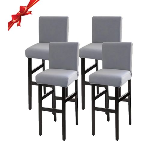 Housse de Chaise de Bar Extensible, Housse de Chaise de Salle à Manger de Bar Lavable Universel, Housses De Tabouret De Bar avec Dossier, Revêtement de Chaise Moderne(Gris Fumé,Lot de 4) (1/5)