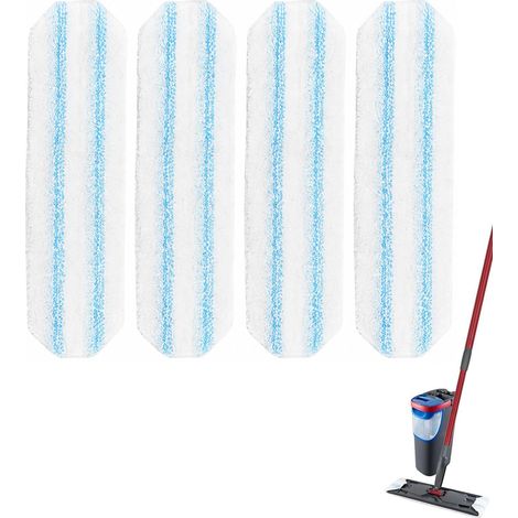 4 Recharges pour Serpillère Balai à Plat, Housse Microfibre Lavable et Réutilisable pour Tous Sols Durs, Nettoyage Optimal de la Saleté et des Poils (1/5)