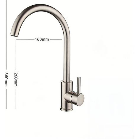 Mitigeur d'évier de cuisine avec alimentation en eau chaude et froide Mitigeur d'évier double usage en acier inoxydable 304 (finition brossée, grand coude) Comprend un tuyau d'arrivée de 60 cm (1/4)