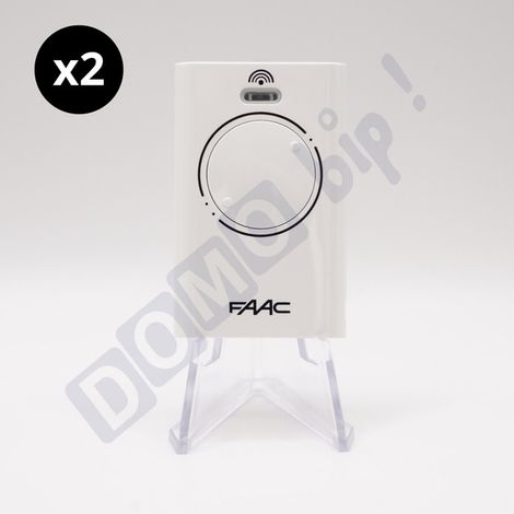 FAAC XT2 868 MHz Blanche (réf. 787009) - Lot de 2 télécommandes 2 Boutons pour portails et porte de garage - Fréquence 868,35 MHz - Télécommande Sécurisée à Code Tournant - Compatible Récepteurs SLH