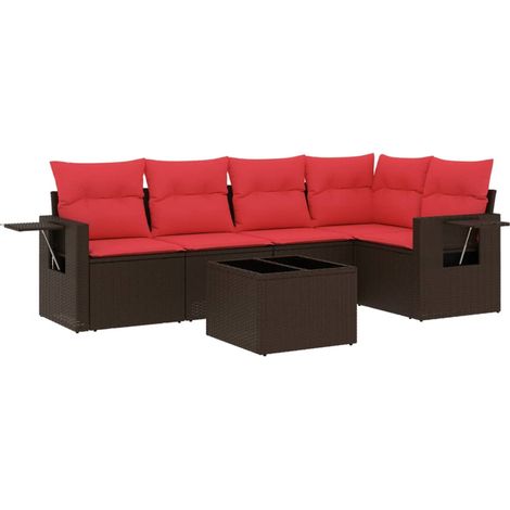 Maison Exclusive - Set Divani da Giardino 6 pz con Cuscini Marrone in Polyrattan