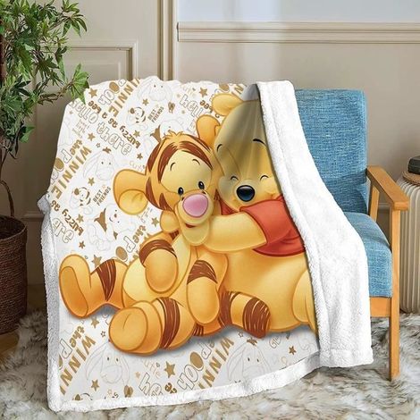 1 pièce Couverture polaire Winnie l'ourson, 70x140 cm, motif enfant, douce et chaude, pour chambre ou canapé (1/4)