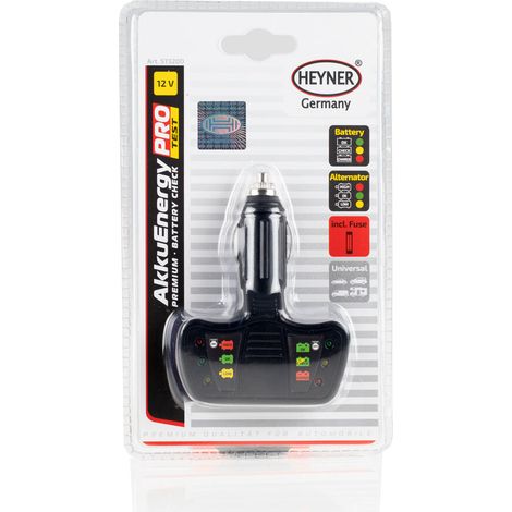 HEYNER® Batterieprüfer 12 V Spannungsmesser / Prüfgerät mit LED für Zigarettenanzünder Akku Energy TEST Batteriespannung für Auto Caravan etc. (1/5)