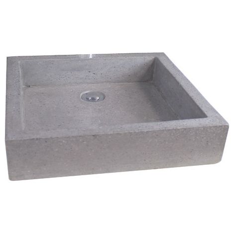 ONDEE ZEN - Vasque rectangle à poser TIMBRE - Gris - 40 x 60 cm - Terrazzo - Sans trop plein