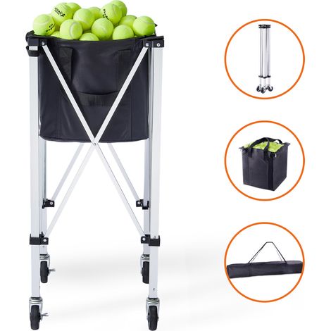 Mophorn Faltbarer Tennisballbehälter, fasst 180 Bälle, leichter Wagen mit Rädern, abnehmbare Tasche, tragbar für Tennisspieler