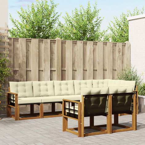 vidaXL Set di divani da esterno con cuscino 8 pcs Naturale e (1/4)