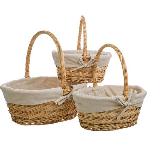 panier en osier naturel doublé coton pour rangement déco maison - osier naturel et tissu beige clair (1/5)