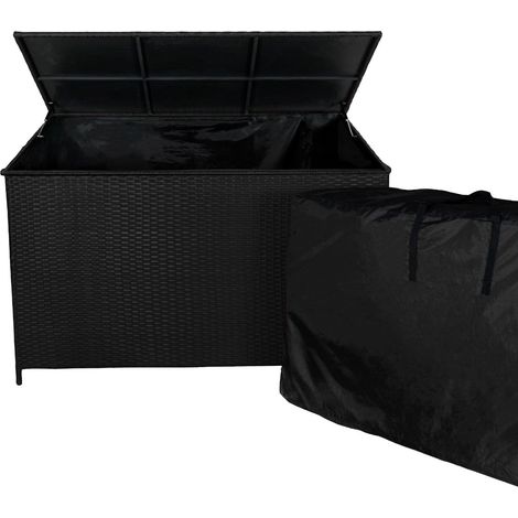 Rattan Kissenbox Große 138cm 582L Auflagenbox Gartenbox Outdoor Gartentruhe Schwarz (1/5)