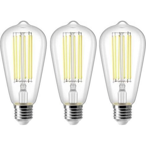8W E27 ST64 Ampoule LED, Ampoule à Filament Vintage Edison, Equivalent à 80W, Blanc Froid 6500K, 800LM, Rétro Décorative Lampe, Non Dimmable, Lot de 3 (1/4)