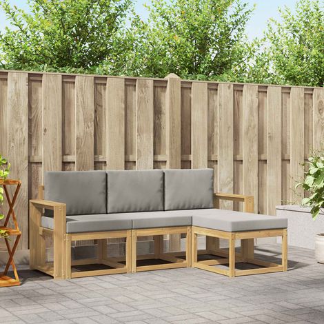vidaXL Conjunto de sofás de exterior 4 uds. Blanco y Gris Claro (1/5)