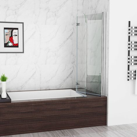 Badewannen 3-teilig / 2-teilig Faltwand Aufsatz 180Â° Duschwand Duschabtrennung 6mm Nano Glas, 2-teilig 120x140