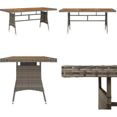 Gartentisch Grau 160x70x72 cm Poly Rattan & Massivholz Akazie - Esstisch - Gartentisch - Holztisch - Rattan Tisch - Outdoor Möbel - Home & Living (1/5)