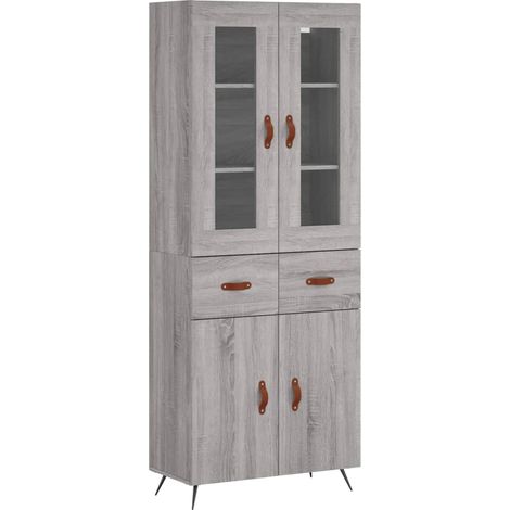 Buffet haut Sonoma gris 69,5x34x180 cm Bois d'ingénierie vidaXL (1/6)