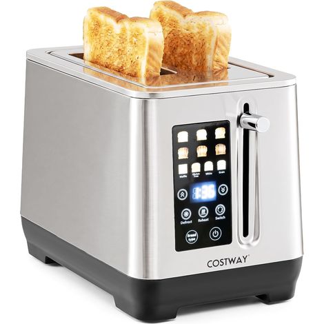 COSTWAY Grille-pain 2 Fentes avec Écran Tactile LED Minuteur, Argenté (1/5)