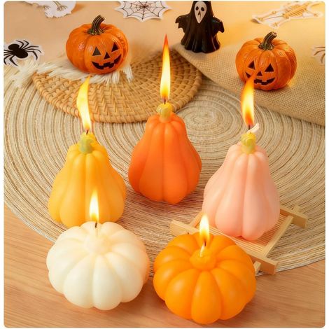 5er Set Kürbis Duftkerzen Sojawachs handgefertigt für Halloween & Herbstdeko