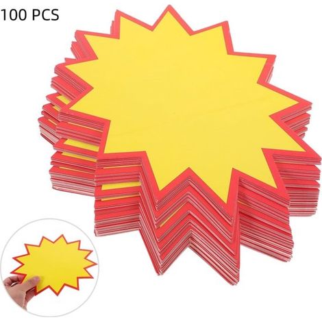 100 Cartellini Prezzo Vuoti - Cartellini Prezzo in Carta - Adatti per Supermercati e Negozi - Adatti anche per Negozi, Articoli per Ufficio e Pannelli Espositivi - 17 x 13 cm - Antiaderenti - Rossi e