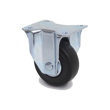 Roulette fixe diamètre 50 mm caoutchouc noir - 40 Kg
