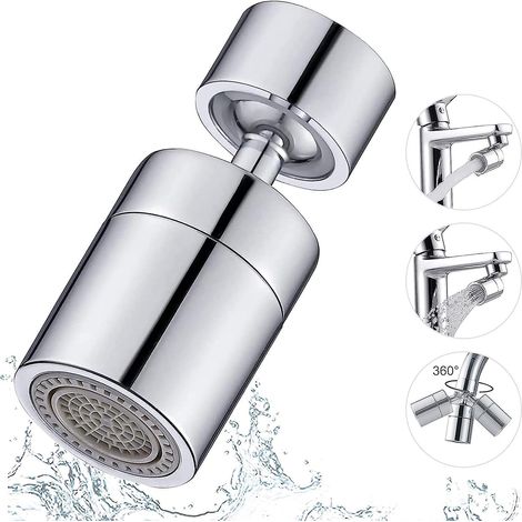 Aérateur de robinet de cuisine pivotant à 360 degrés avec jet d'air à double mode - Buse anti-éclaboussures pour évier de cuisine et salle de bain (1/5)