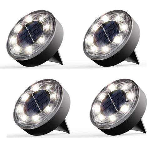 Lampes solaires de sol étanches IP68, lampes disque solaires, éclairage paysager extérieur pour terrasse, jardin, allée, lumière blanche (1/5)