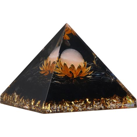 Pyramide en pierre concassée cristal 22cm, décoration résine adhésive pour voiture et maison, ornement pyramide cristallisé. (1/5)