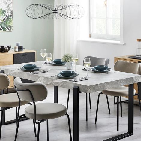 Mömax Esstisch Mila Grau MDF Mamoroptik ca. 180/90/76 cm (1/5)
