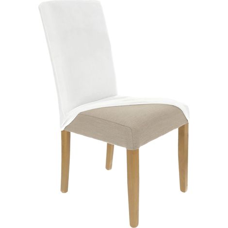 HOUSSE DE CHAISE EN VELOURS ÉLASTIQUE BLANC [21WO] (1/5)