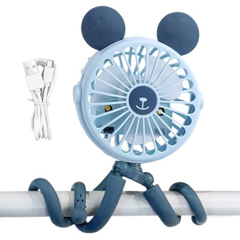 Ventilador de cuna recargable, ventilador con clip para cochecito Ventilador eléctrico Octopus con asa para carrito Ventilador eléctrico portátil con asa (1/5)