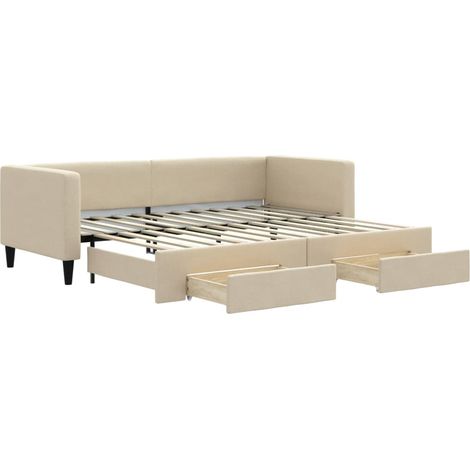Maison Exclusive - Tagesbett Ausziehbar mit Schubladen Creme 80x2