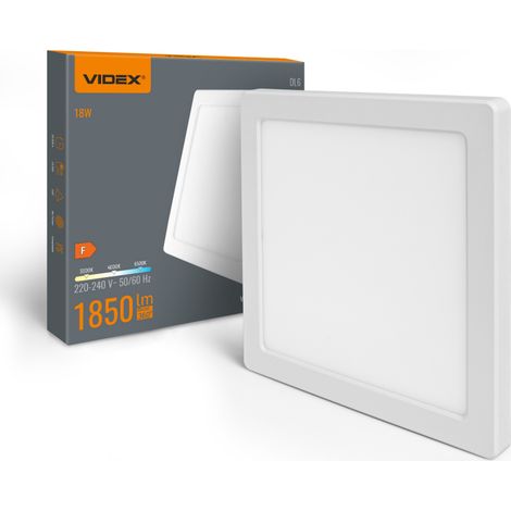 Plafonnier LED carré 18W 3CCT blanc VIDEX DL6S encastrable ou en saillie
