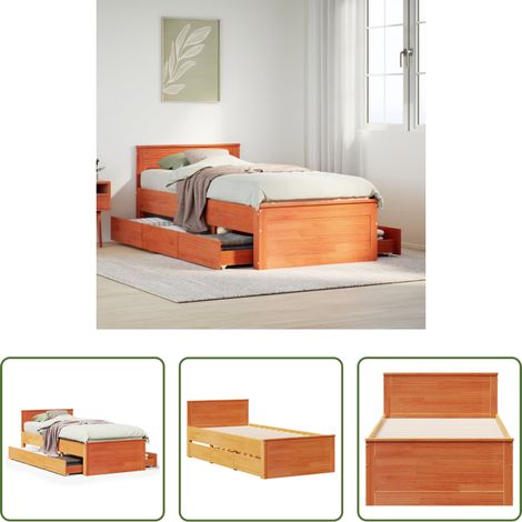 vidaXL Sommier à lattes - Cadre de lit sans matelas avec tête de lit 100x200 cm bois pin (1/5)