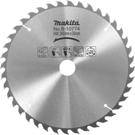 Lame carbure bois 260X30.0 pour scie à onglet MLS100 MAKITA JM27000097