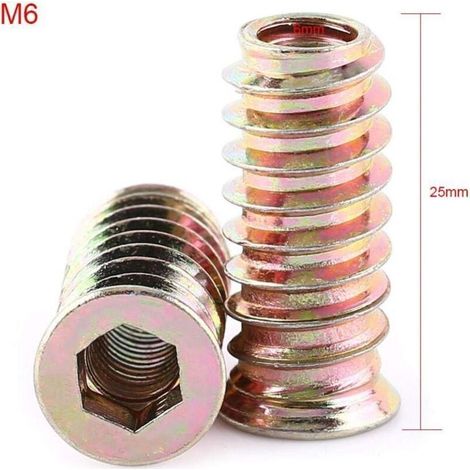 Pack de 20 pièces M6Écrou hexagonal fileté en alliage de zinc, Écrous d'Insert en alliage de zinc Assortiment(M625mm) DENUOTOP (1/4)