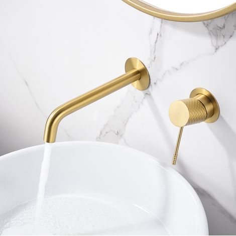 Imex -  Grifo Monomando Lavabo Empotrado Oro Serie  Génova