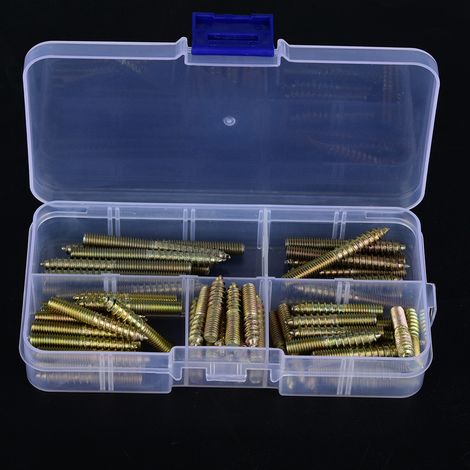 Lot de 80 vis à bois M5 double tête pour assemblage mobilier, boulon d'assemblage à double extrémité, connecteur de menuiserie (1/3)