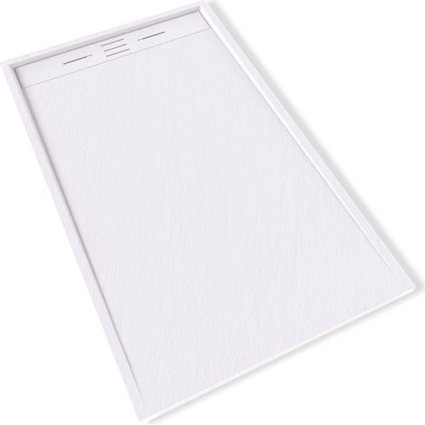 HIEMAL Receveur de douche 90 x 150 cm résine Blanc aspect ardoise + bonde incluse - Salle de bain