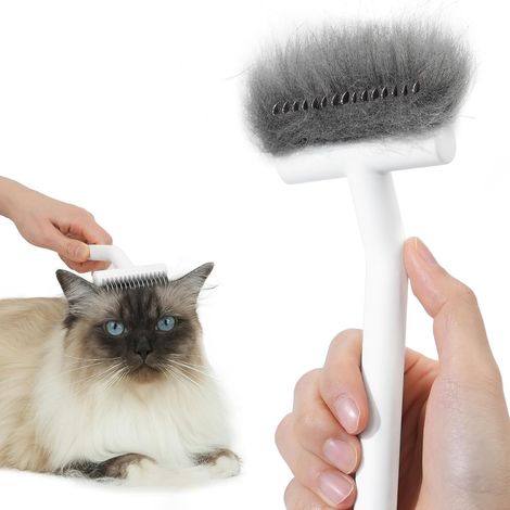 Katzenbürste für langhaarige Katzen, Entfilzungswerkzeug und Entfilzungskamm zum Entfernen loser und verfilzter Haare, Katzenpflege-Unterfellrechen, Weiß (1/4)