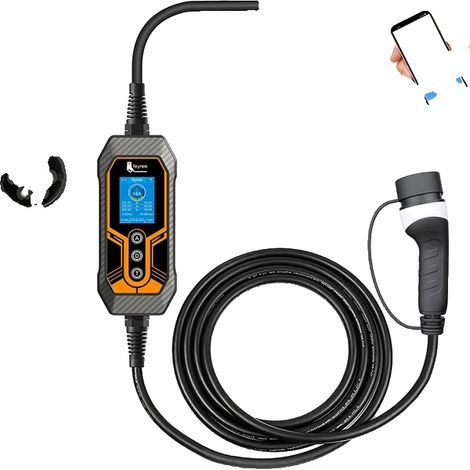 Chargeur EV Portable, Contrôle de Charge Intelligent, Compatibilité 3 Phases, 11KW 5m Pas d'adaptateur, Type2 (1/2)