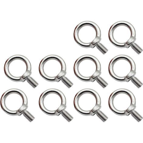 Lot de 10 boulons à œil M8 en acier inoxydable, boulons à œil antirouille, boulon à œil rond, boulon à œil rond, boulon à œil, acier inoxydable 304, pas facile à corroder. (1/5)