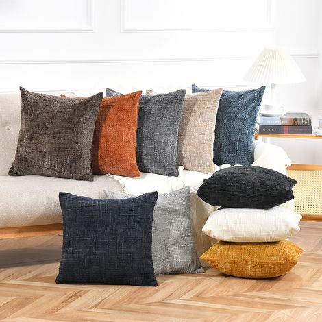 Solid Color Coarse Linen Bamboo Pattern Chenille Cushions for Living Room and Bedroom, Seat Cushions, Home Decor Pillowcases, Dutch Velvet Sofas -- Dutch Velvet Off-White 50cm70cm --