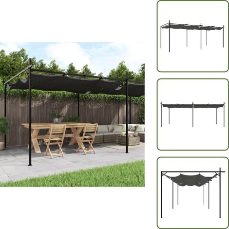 Schatten - vidaXL Pergola mit Schiebedach Anthrazit 589x292x230 cm - UV-Schutz (1/5)