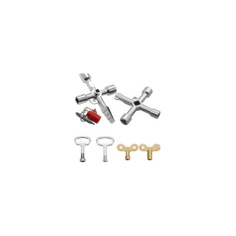 4 Voies Clé Multifonction 6 Pièces, Clé Triangle Clé de Interrupteur de Robinet Clé en Croix Universelle Clef Passe Partout, pour Compteur Eau Radiateurs Compteurs Gaz Ascenseurs Coffret Electrique