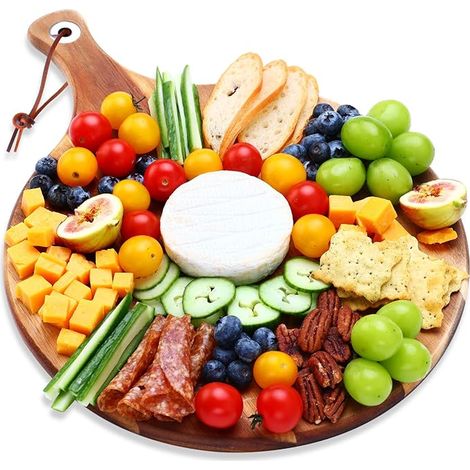 Planche Fromage Acacia 30cm Rond avec Poignée, Charcuterie Board (1/3)