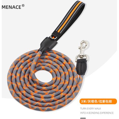 Longe pour Chien 5m, Long Laisse Chien Corde avec Poignée pour Chiens, Convient aux Chiens de Petite à Grande Taille, Orange - Laisses Classiques Laisses et de Dressage